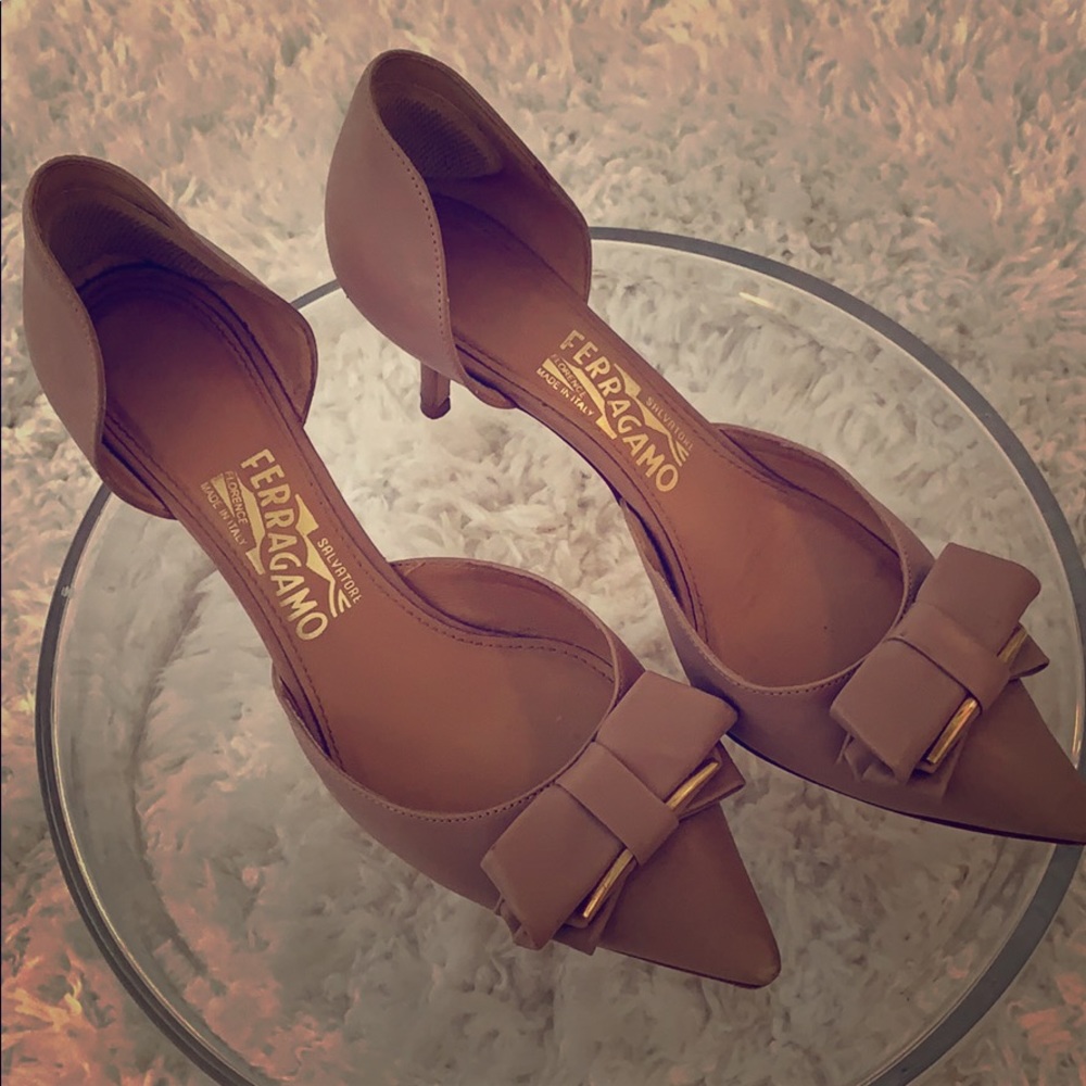 Ferragamo d'orsay kitten heel, Nocturne Rose, 8